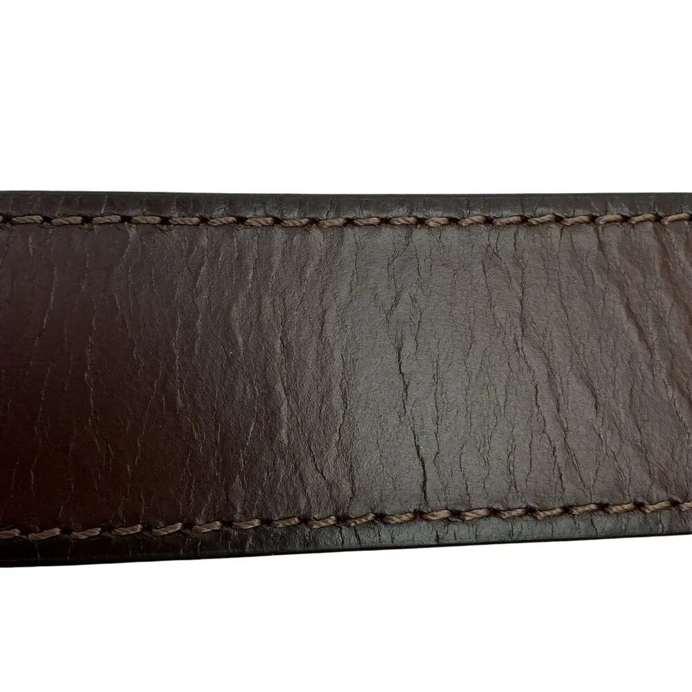 Columbia 100% Buffalo Leather Belt With Large Brass Buckle Mens M 34-36 Made In